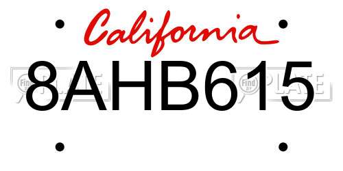 8AHB615 California License Plate