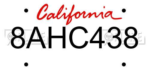 8AHC438 California License Plate
