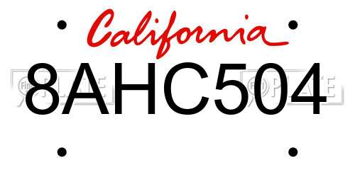 8AHC504 California License Plate