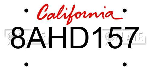 8AHD157 California License Plate