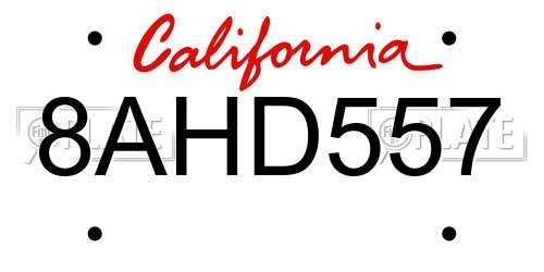 8AHD557 California License Plate