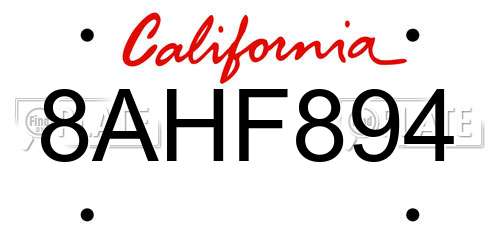 8AHF894 California License Plate