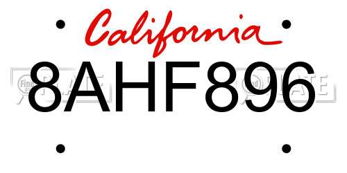 8AHF896 California License Plate