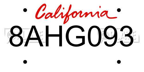 8AHG093 California License Plate