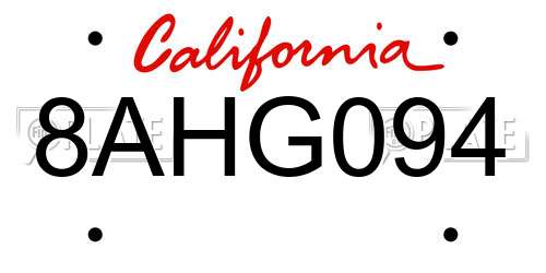 8AHG094 California License Plate