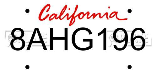 8AHG196 California License Plate