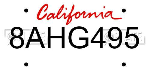 8AHG495 California License Plate