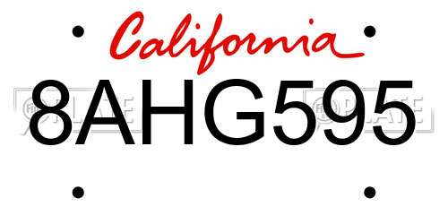 8AHG595 California License Plate