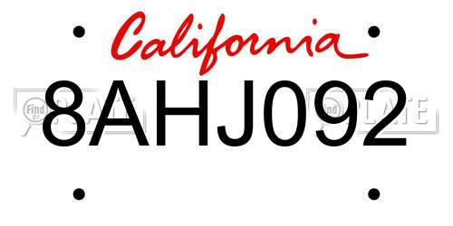 8AHJ092 California License Plate