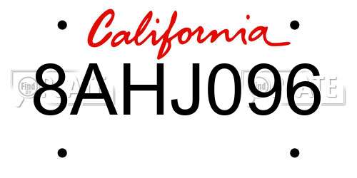 8AHJ096 California License Plate