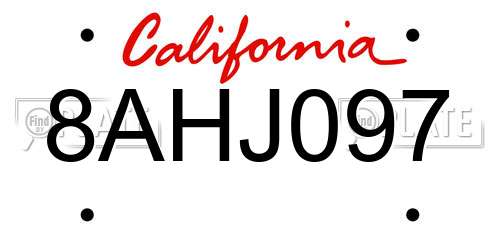 8AHJ097 California License Plate