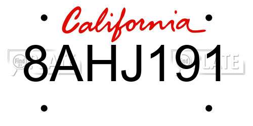 8AHJ191 California License Plate