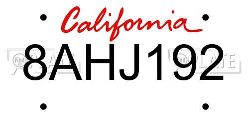 8AHJ192 California License Plate
