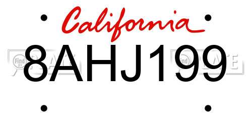 8AHJ199 California License Plate