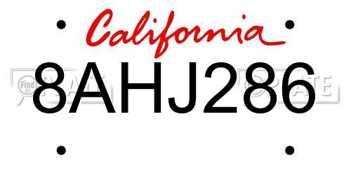 8AHJ286 California License Plate
