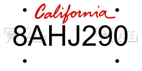 8AHJ290 California License Plate