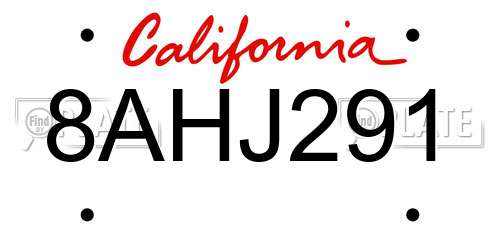 8AHJ291 California License Plate