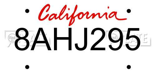 8AHJ295 California License Plate