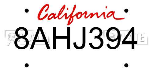 8AHJ394 California License Plate