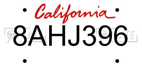 8AHJ396 California License Plate