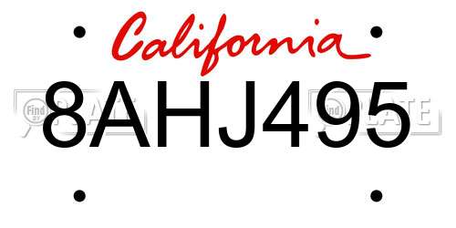 8AHJ495 California License Plate