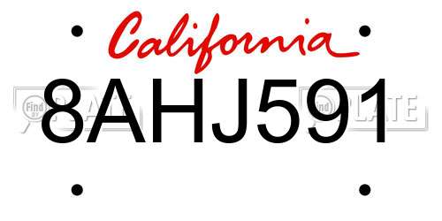 8AHJ591 California License Plate
