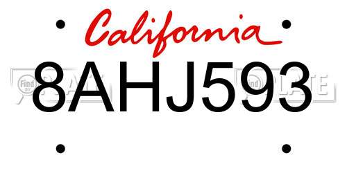 8AHJ593 California License Plate