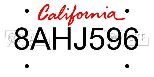 8AHJ596 California License Plate