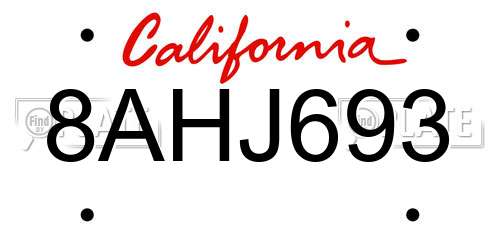 8AHJ693 California License Plate