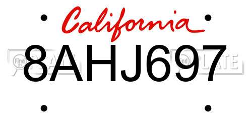 8AHJ697 California License Plate