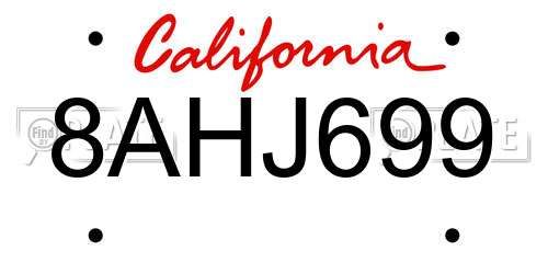 8AHJ699 California License Plate