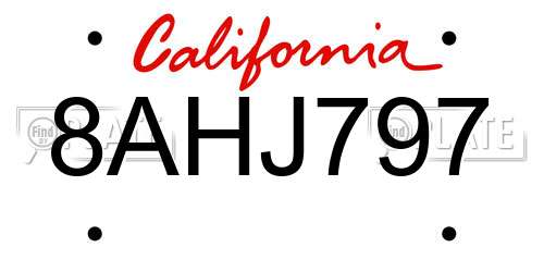 8AHJ797 California License Plate