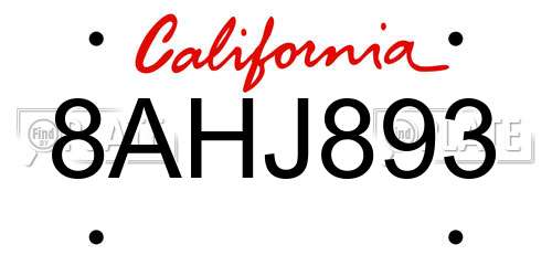 8AHJ893 California License Plate