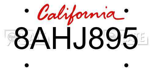 8AHJ895 California License Plate