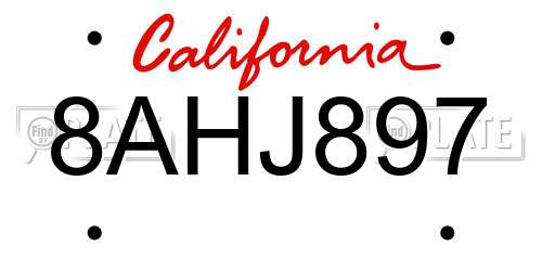 8AHJ897 California License Plate