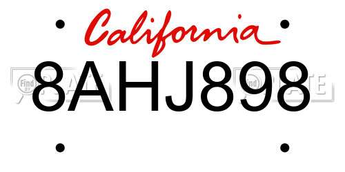 8AHJ898 California License Plate