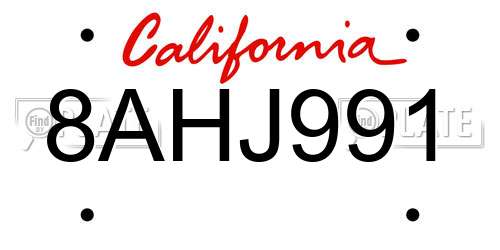 8AHJ991 California License Plate