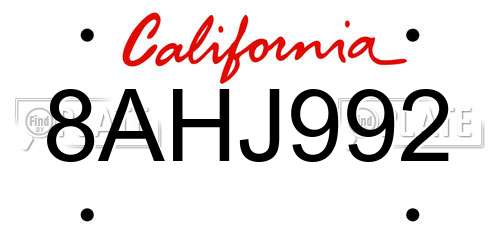 8AHJ992 California License Plate