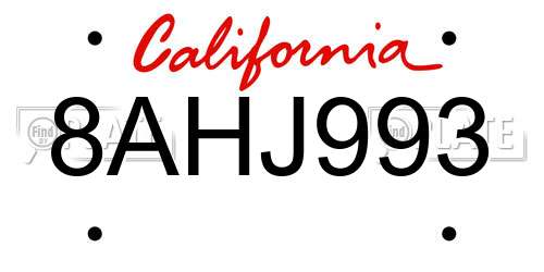 8AHJ993 California License Plate