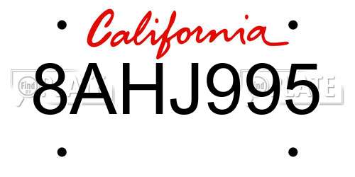 8AHJ995 California License Plate