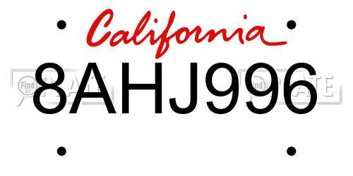 8AHJ996 California License Plate