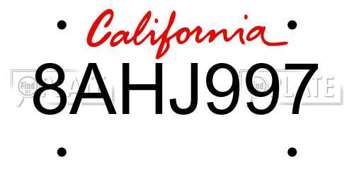 8AHJ997 California License Plate