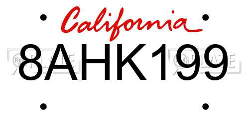 8AHK199 California License Plate