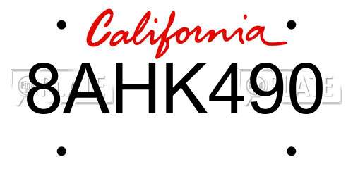 8AHK490 California License Plate
