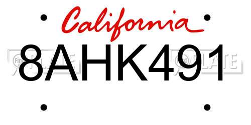 8AHK491 California License Plate