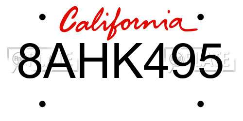 8AHK495 California License Plate