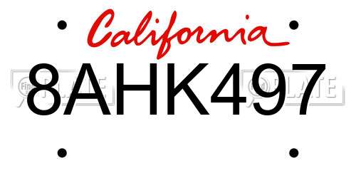 8AHK497 California License Plate