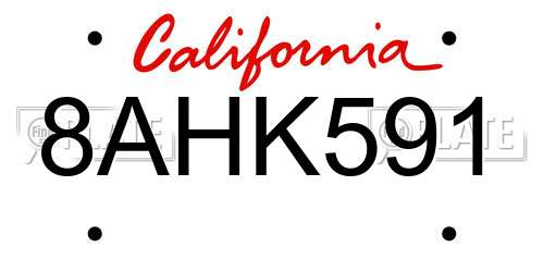 8AHK591 California License Plate