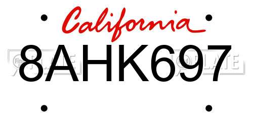 8AHK697 California License Plate