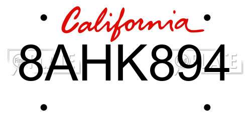 8AHK894 California License Plate